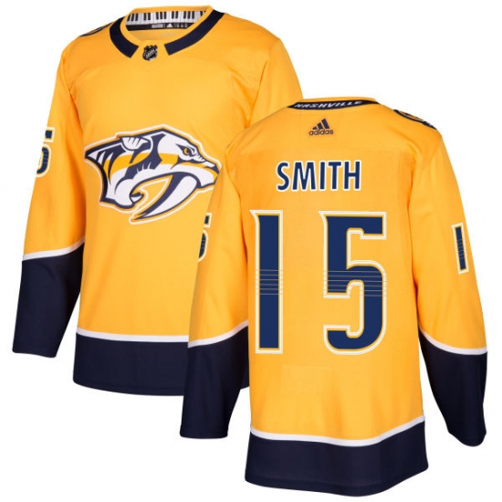 Youth Adidas Nashville Predators #15 Craig Smith Authentic Gold Home NHL Jersey - Ujersey