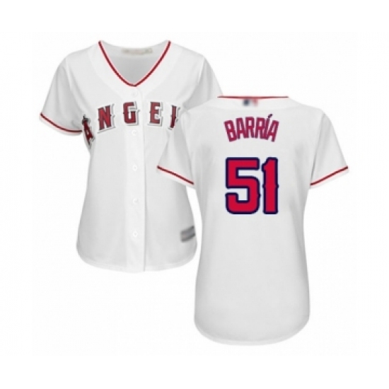 Women's Los Angeles Angels of Anaheim #51 Jaime Barria Authentic White Home Cool Base Baseball Player Jersey - Ujersey