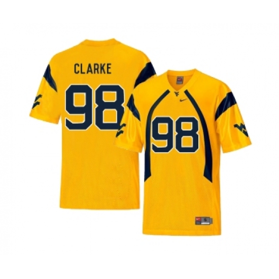 West Virginia Mountaineers 98 Will Clarke Gold College Football Jersey - Ujersey