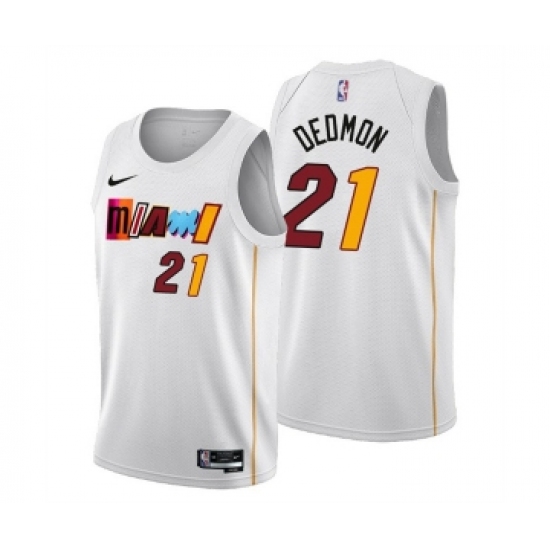 Men's Miami Heat #21 Dewayne Dedmon 2022-23 White City Edition Stitched Jersey - Ujersey