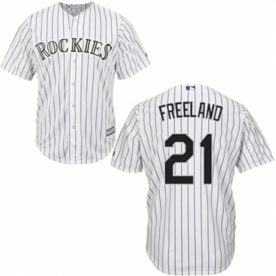 Men's Majestic Colorado Rockies #21 Kyle Freeland Replica White Home Cool Base MLB Jersey - Ujersey