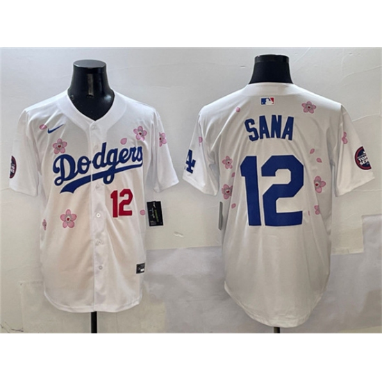 Men's Los Angeles Dodgers #12 Sana White 2025 Tokyo Series Limited Stitched Baseball Jersey - Ujersey