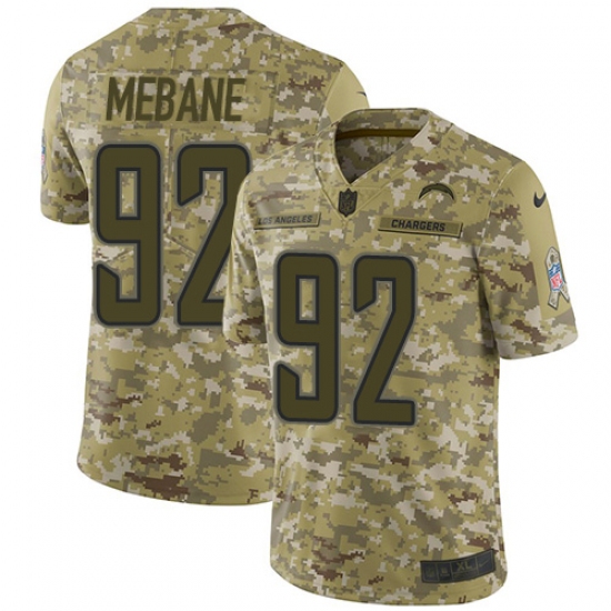 Youth Nike Los Angeles Chargers #92 Brandon Mebane Limited Camo 2018 Salute to Service NFL Jersey - Ujersey