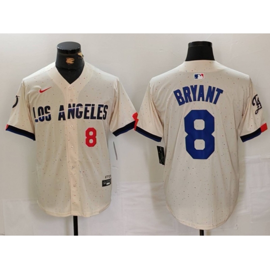 Men's Los Angeles Dodgers #8 Kobe Bryant Number Cream 2024 City Connect Limited Stitched Jerseys - Ujersey