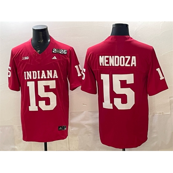 Men's Indiana Hoosiers #15 Fernando Mendoza Red F.U.S.E. 2026 Patch Stitched Basketball Jersey - Ujersey