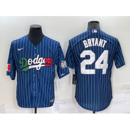 Men's Los Angeles Dodgers #24 Kobe Bryant Navy Blue Pinstripe 2020 World Series Cool Base Nike Jersey - Ujersey