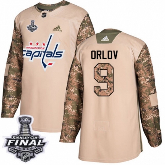 Men's Adidas Washington Capitals #9 Dmitry Orlov Authentic Camo Veterans Day Practice 2018 Stanley Cup Final NHL Jersey - Ujersey