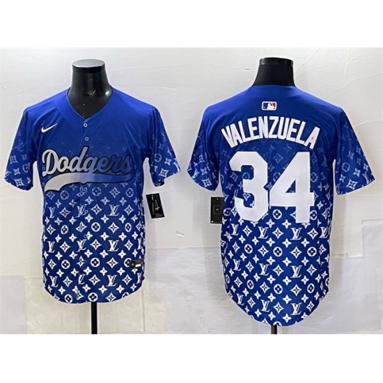 Men's Los Angeles Dodgers #34 Fernando Valenzuela Blue Limited Stitched Baseball Jersey - Ujersey