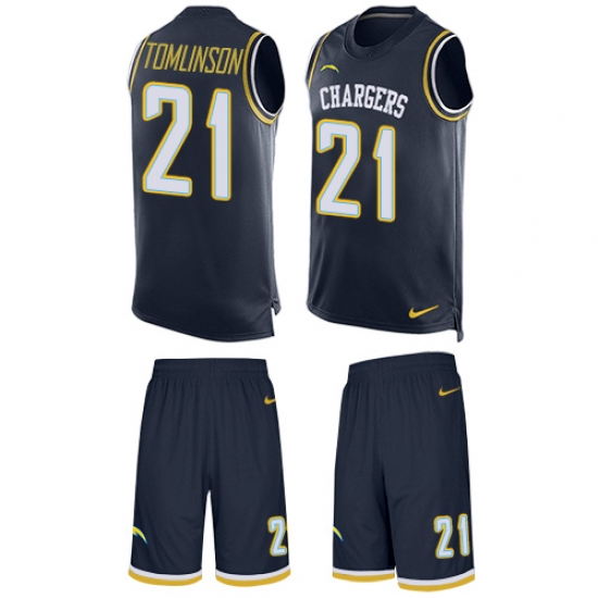 Men's Nike Los Angeles Chargers #21 LaDainian Tomlinson Limited Navy Blue Tank Top Suit NFL Jersey - Ujersey