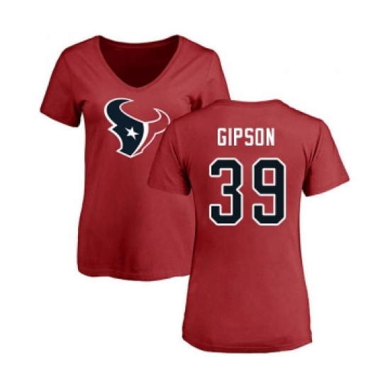 Football Women's Houston Texans #39 Tashaun Gipson Red Name & Number Logo T-Shirt - Ujersey