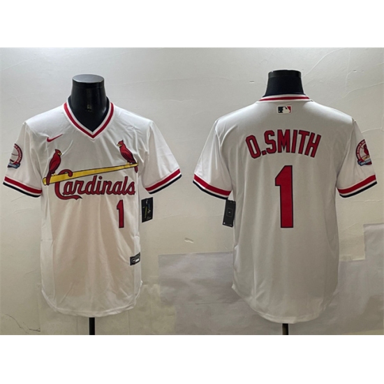 Men's St. Louis Cardinals #1 Ozzie Smith White With Stitched Baseball Jersey - Ujersey