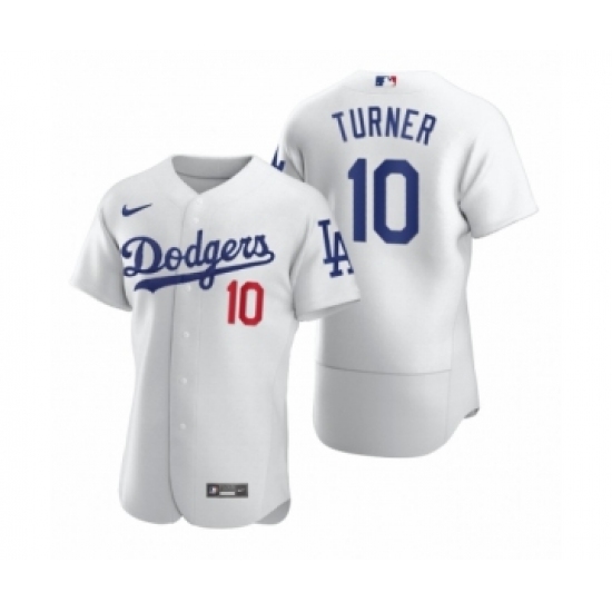 Men's Los Angeles Dodgers #10 Justin Turner Nike White 2020 Authentic Jersey - Ujersey