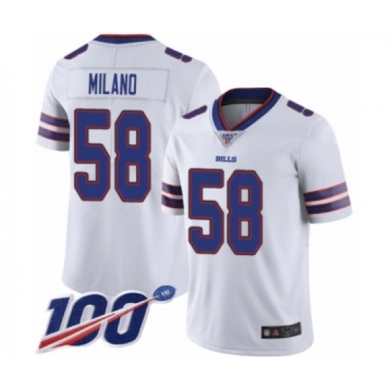 Men's Buffalo Bills #58 Matt Milano White Vapor Untouchable Limited Player 100th Season Football Jersey - Ujersey