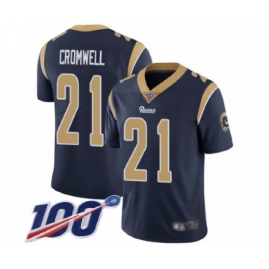 Youth Los Angeles Rams #21 Nolan Cromwell Navy Blue Team Color Vapor Untouchable Limited Player 100th Season Football Jersey - Ujersey