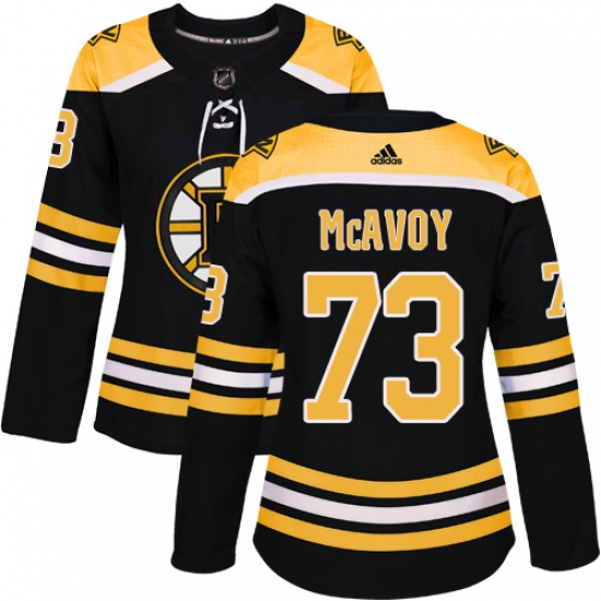 Women's Adidas Boston Bruins #73 Charlie McAvoy Premier Black Home NHL Jersey - Ujersey