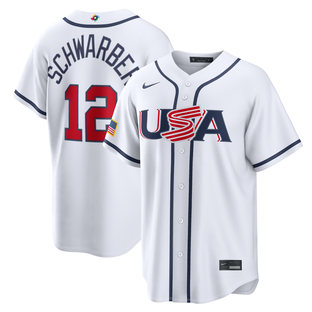 Men's USA Baseball Kyle Schwarber Nike White 2026 World Baseball Classic Home Stadium Jersey - ujerseystore