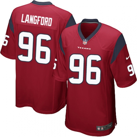 Men's Nike Houston Texans #96 Kendall Langford Game Red Alternate NFL Jersey - Ujersey