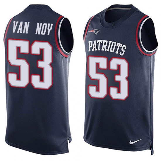 Men's Nike New England Patriots #53 Kyle Van Noy Limited Navy Blue Player Name & Number Tank Top NFL Jersey - Ujersey