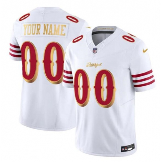 Men's San Francisco 49ers Active Player Custom White Gold 2025 F.U.S.E. “Rivalries” Vapor Limited Football Stitched Jersey - Ujersey