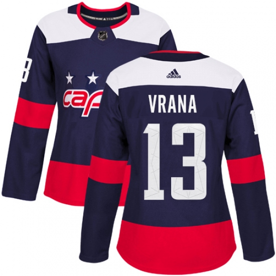 Women's Adidas Washington Capitals #13 Jakub Vrana Authentic Navy Blue 2018 Stadium Series NHL Jersey