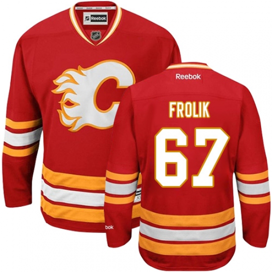 Men's Reebok Calgary Flames #67 Michael Frolik Premier Red Third NHL Jersey - Ujersey