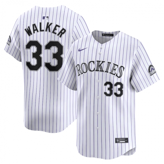 Men's Colorado Rockies #33 Larry Walker White Home Limited Stitched Baseball Jersey - Ujersey