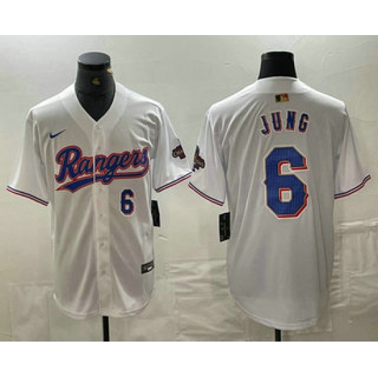 Men's Texas Rangers #6 Josh Jung Number White 2024 Gold Collection Limited Cool Base Jersey - Ujersey