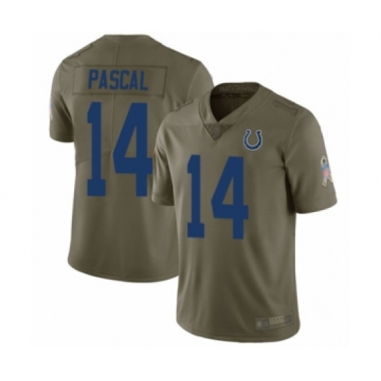Men's Indianapolis Colts #14 Zach Pascal Limited Olive 2017 Salute to Service Football Jersey - Ujersey