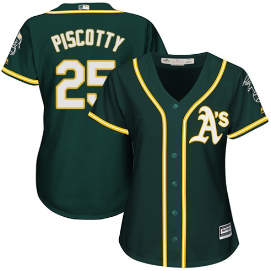 Women's Majestic Oakland Athletics #25 Stephen Piscotty Authentic Green Alternate 1 Cool Base MLB Jersey