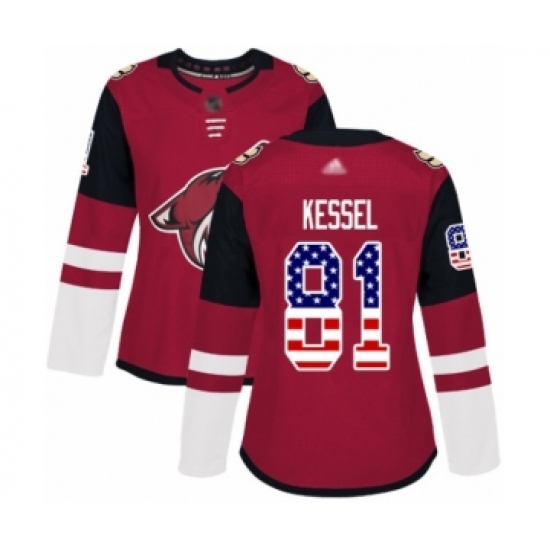 Women's Arizona Coyotes #81 Phil Kessel Authentic Red USA Flag Fashion Hockey Jersey - Ujersey