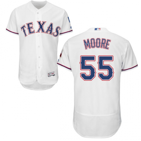 Men's Majestic Texas Rangers #55 Matt Moore White Home Flex Base Authentic Collection MLB Jersey - Ujersey