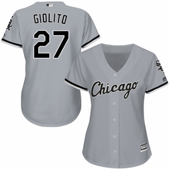 Women's Majestic Chicago White Sox #27 Lucas Giolito Replica Grey Road Cool Base MLB Jersey - Ujersey