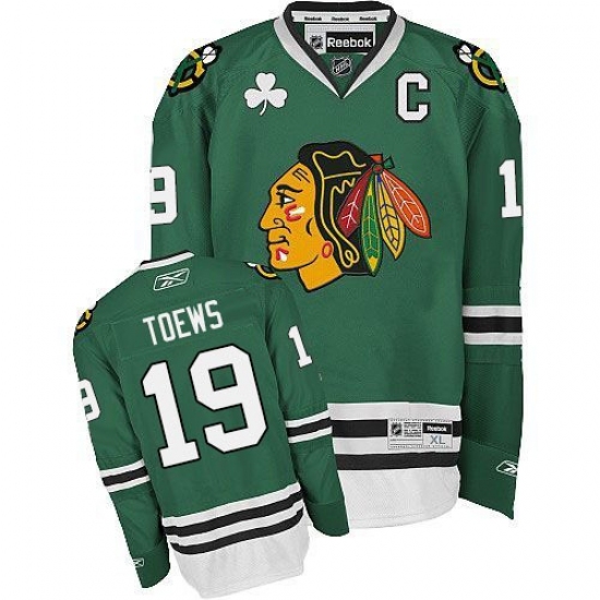 Men's Reebok Chicago Blackhawks #19 Jonathan Toews Premier Green NHL Jersey