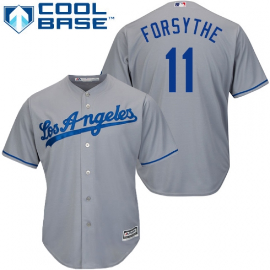 Men's Majestic Los Angeles Dodgers #11 Logan Forsythe Replica Grey Road Cool Base MLB Jersey - Ujersey