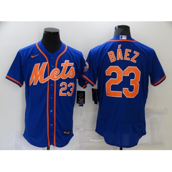 Men's Nike New York Mets #23 Javier Báez Blue Elite Authentic Baseball Jersey - Ujersey
