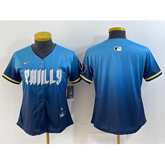 Women's Philadelphia Phillies Blank Blue 2024 City Cool Base Stitched Jersey - Ujersey