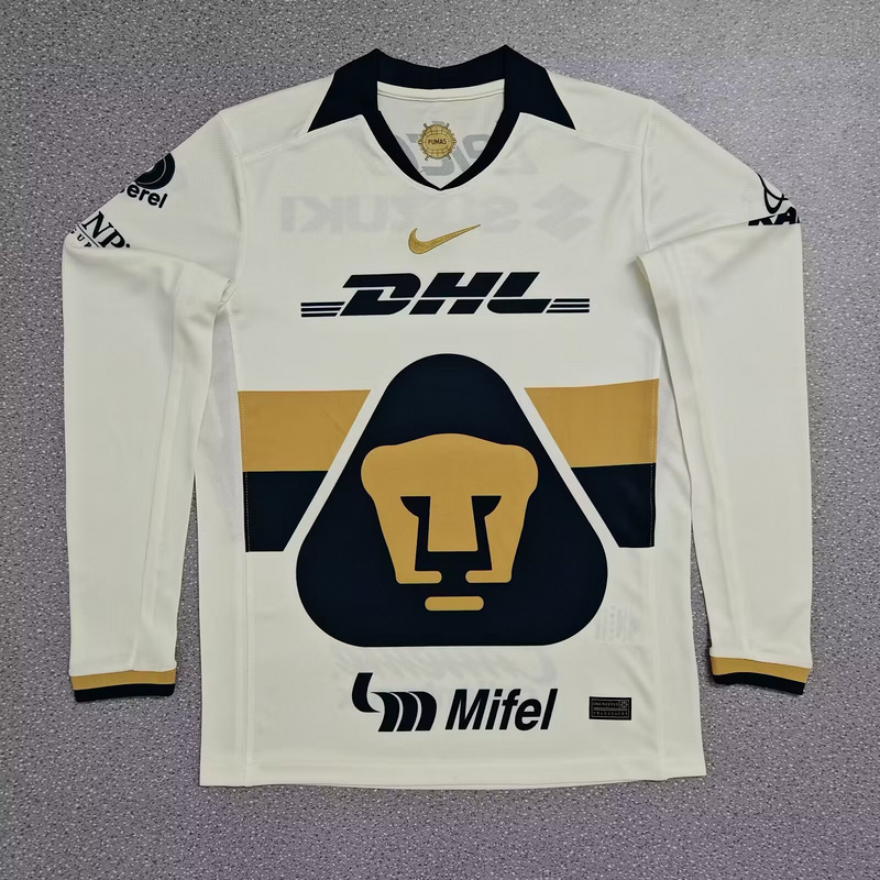 Pumas UNAM Soccer Jersey Home Long Sleeve Custom Shirt 2025-26 - U-jersey