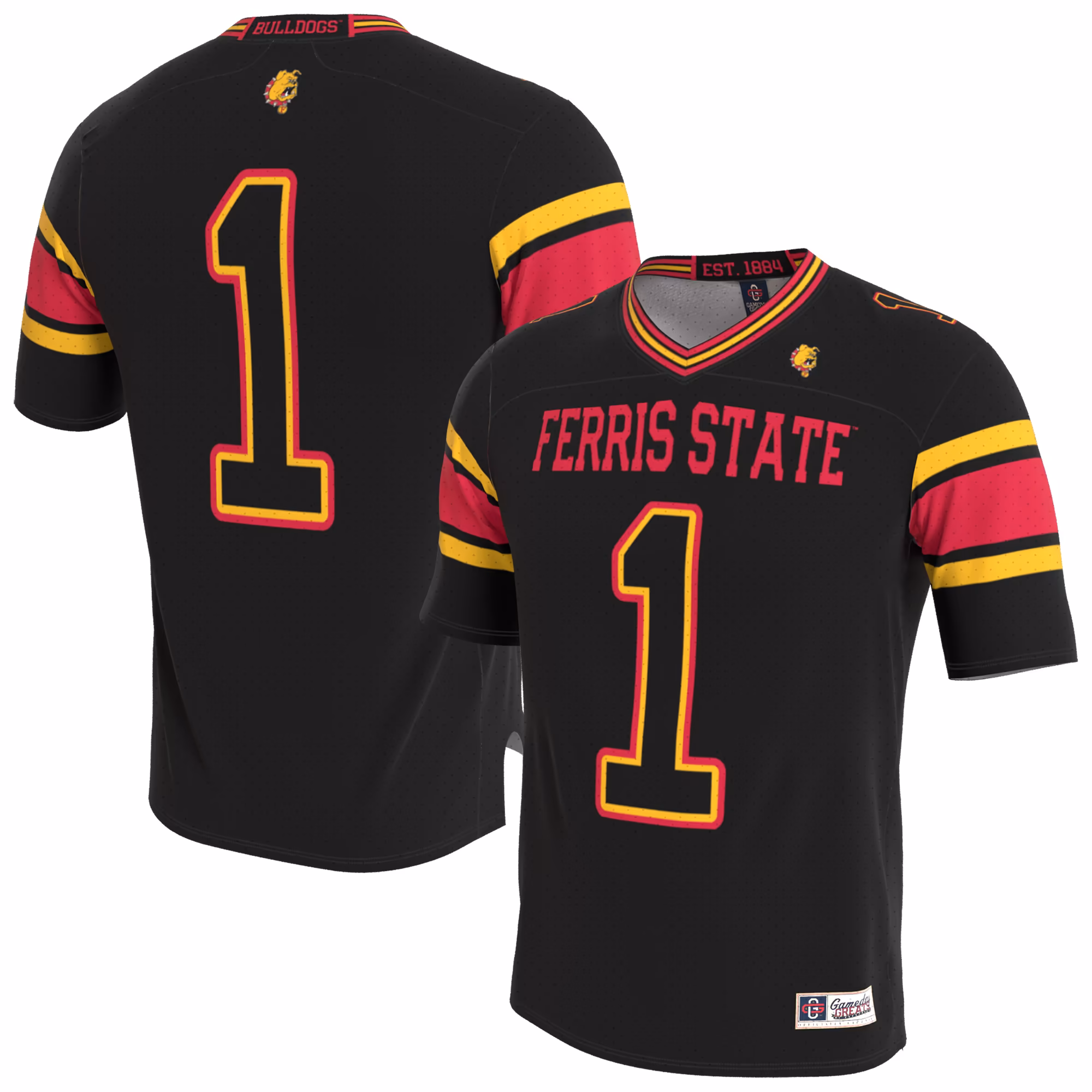 Youth GameDay Greats Black Ferris State Bulldogs Lightweight Collegiate Football Blackout Fashion Jersey