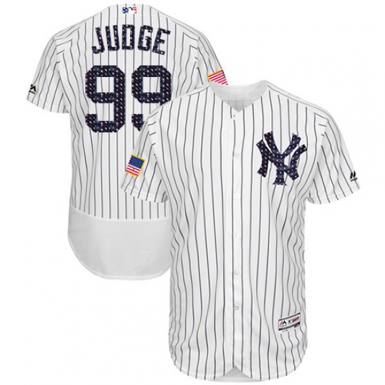 Men's Majestic New York Yankees #99 Aaron Judge White Stars & Stripes Authentic Collection Flex Base MLB Jersey - Ujersey