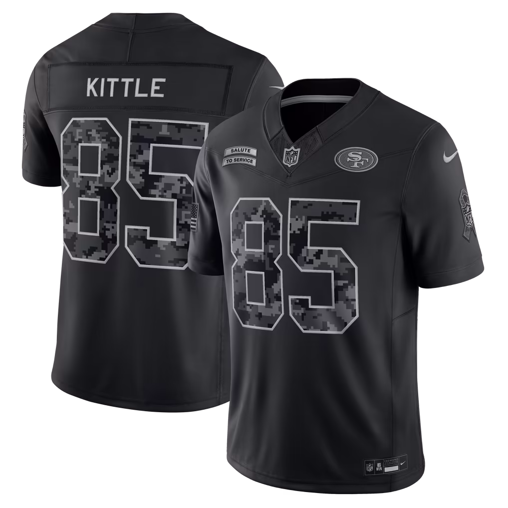 Men's San Francisco 49ers George Kittle Nike Black 2026 Salute to Service Stitched Limited Jersey - U-jersey