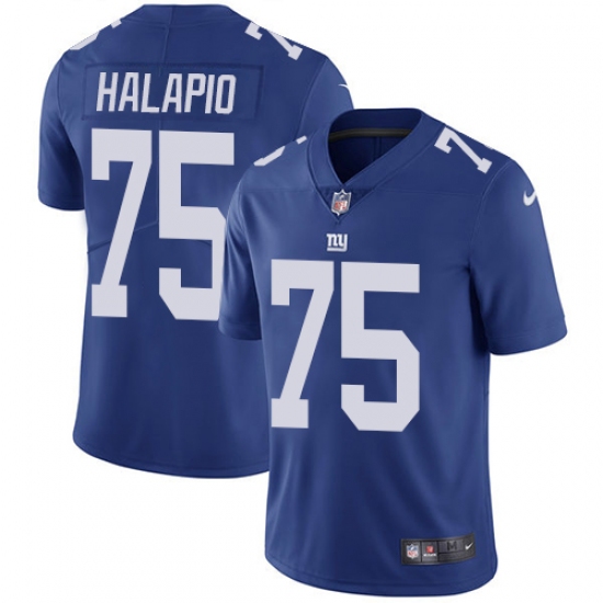 Men's Nike New York Giants #75 Jon Halapio Royal Blue Team Color Vapor Untouchable Limited Player NFL Jersey - Ujersey