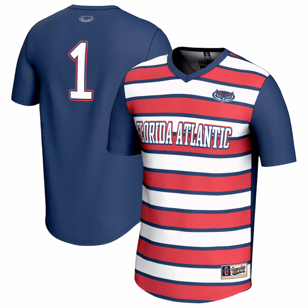 Youth GameDay Greats Navy/Red #1 Florida Atlantic Owls Lightweight Collegiate Soccer Fashion Jersey - Ujersey Shop
