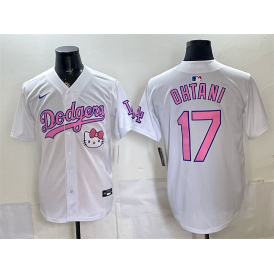 Men's Los Angeles Dodgers #17 Shohei Ohtani White 2025 Hello Kitty Vapor Limited Stitched Baseball Jersey - Ujersey