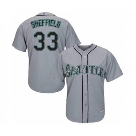 Youth Seattle Mariners #33 Justus Sheffield Authentic Grey Road Cool Base Baseball Player Jersey - Ujersey