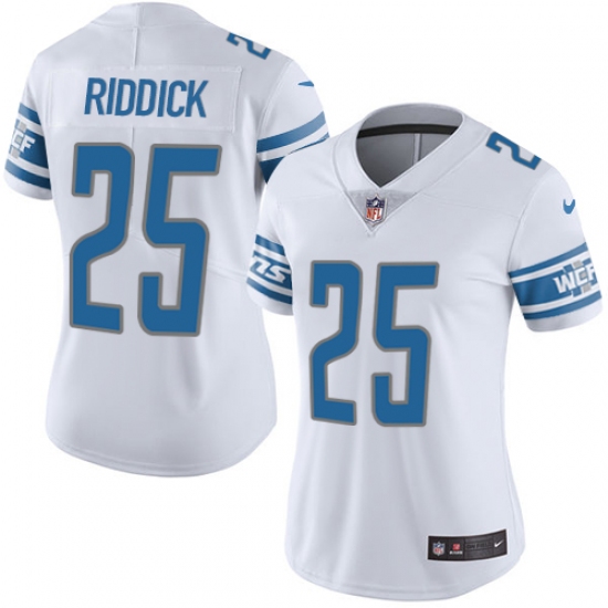 Women's Nike Detroit Lions #25 Theo Riddick Limited White Vapor Untouchable NFL Jersey - Ujersey