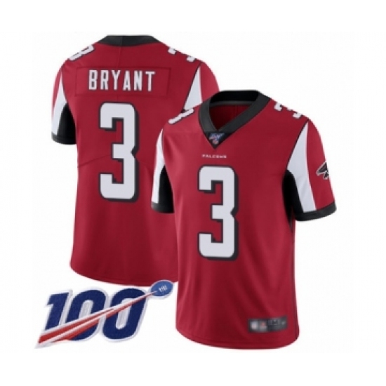 Youth Atlanta Falcons #3 Matt Bryant Red Team Color Vapor Untouchable Limited Player 100th Season Football Jersey - Ujersey