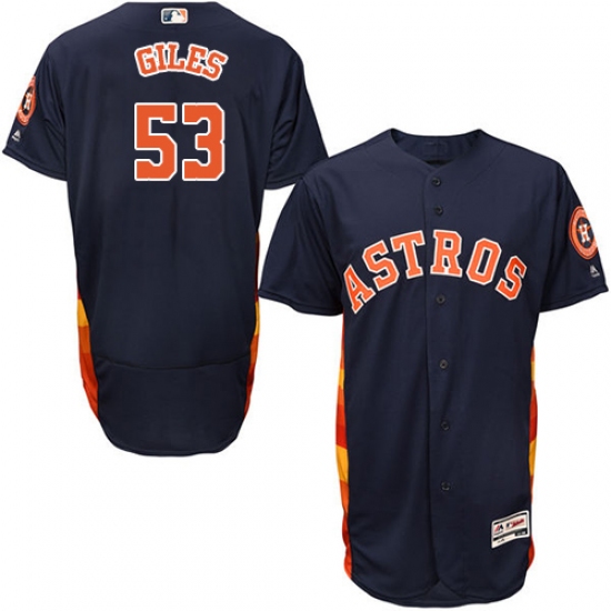 Men's Majestic Houston Astros #53 Ken Giles Navy Blue Flexbase Authentic Collection MLB Jersey - Ujersey