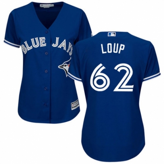 Women's Majestic Toronto Blue Jays #62 Aaron Loup Replica Blue Alternate MLB Jersey - Ujersey