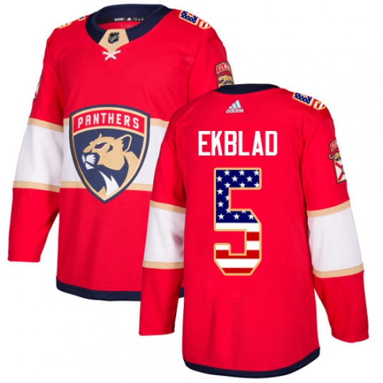 Youth Adidas Florida Panthers #5 Aaron Ekblad Authentic Red USA Flag Fashion NHL Jersey - Ujersey