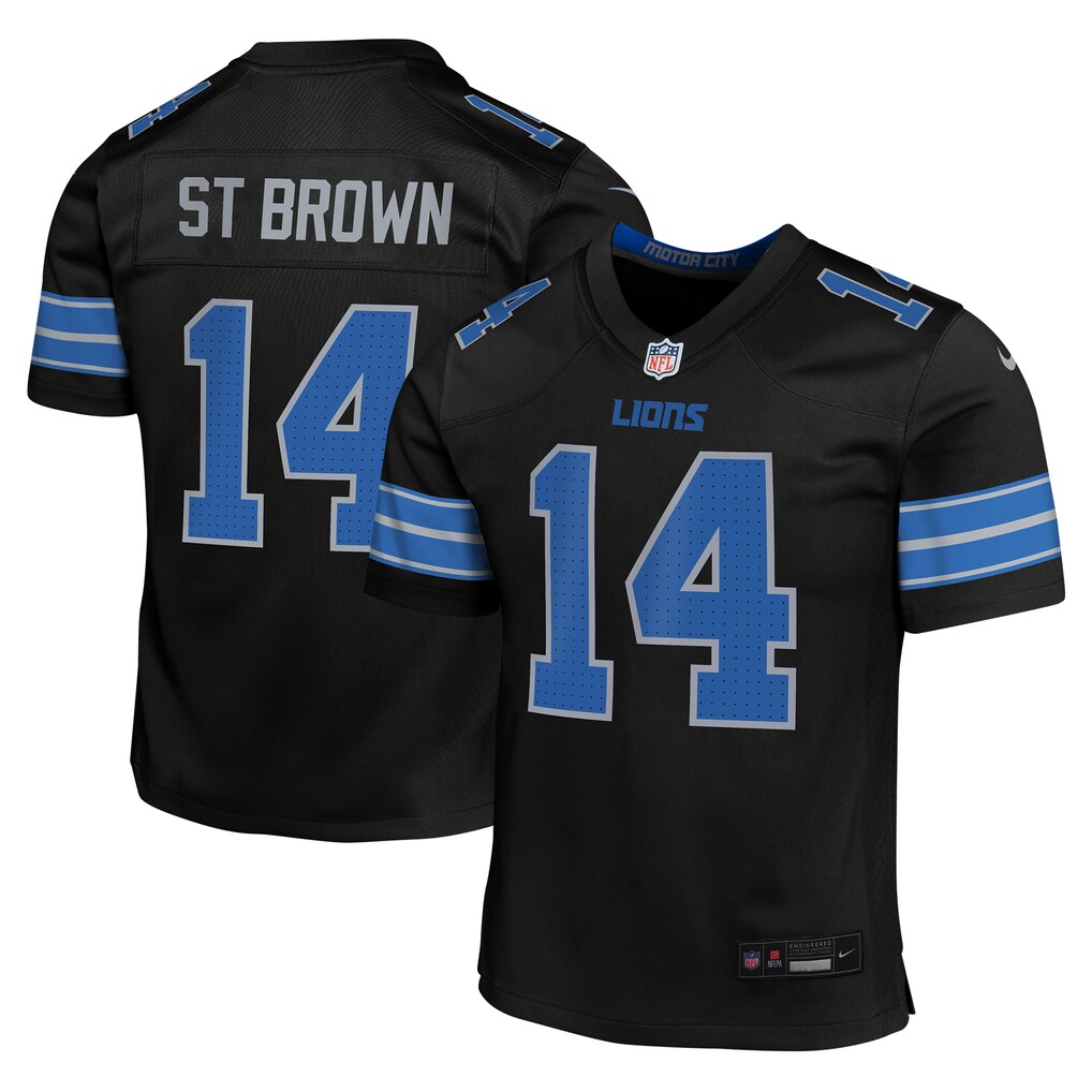Youth Detroit Lions Amon-Ra St. Brown Nike Black Game Jersey - U-jersey